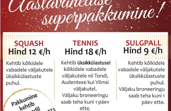 Aastalõpu superpakkumised reketialadel