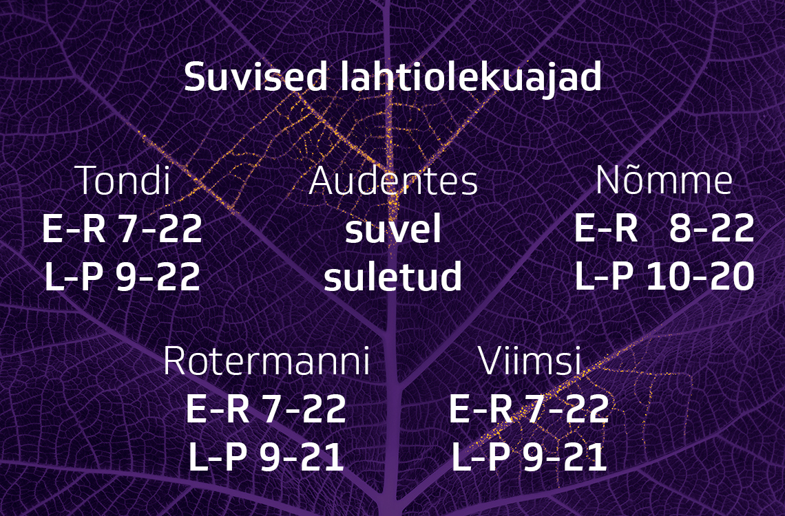 suvised lahtiolekuajad 2022