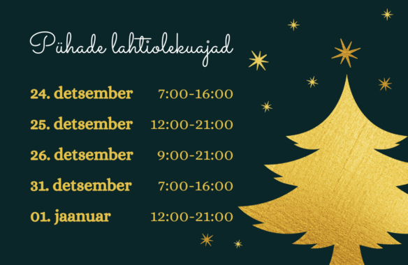 Pühade lahtiolekuajad