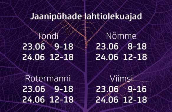 Lahtiolekuajad jaanipühadel